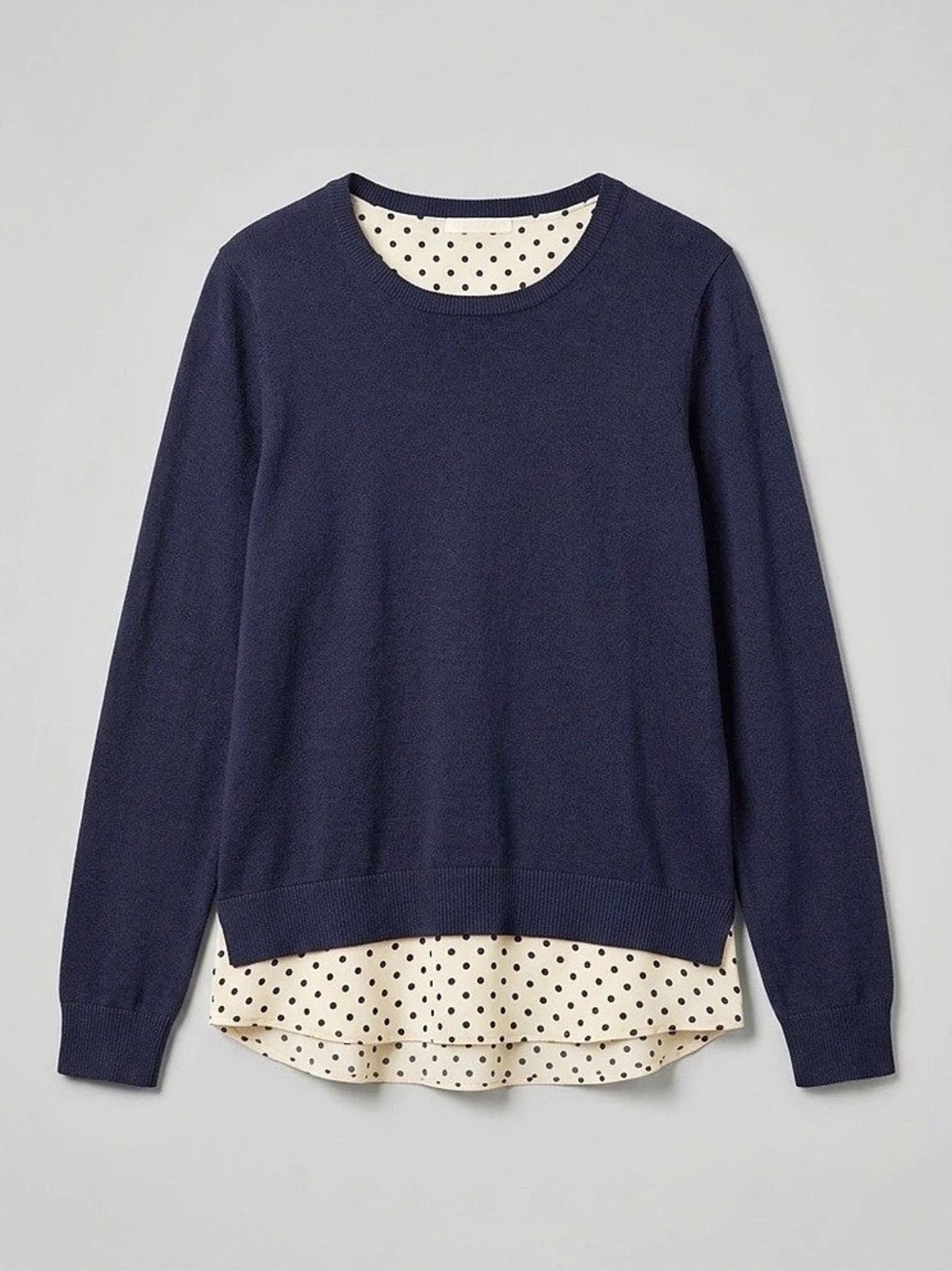 Croft & Barrow Polka Dot Layered Sweater in Blue & Cream Size XL